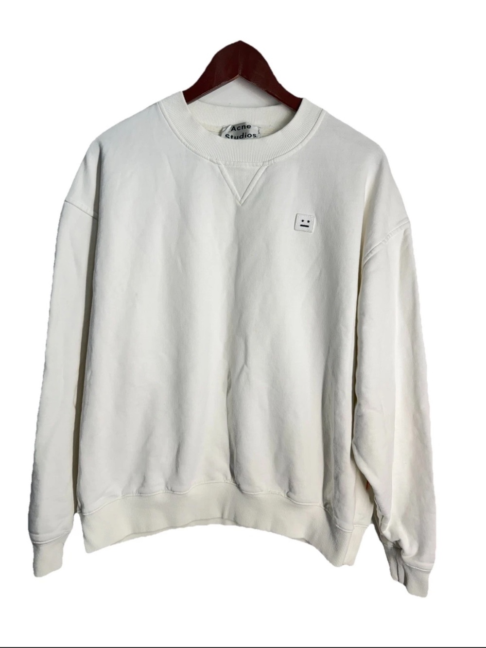 Acne Studios Flint Face Sweatshirt Crew neck Size Small White